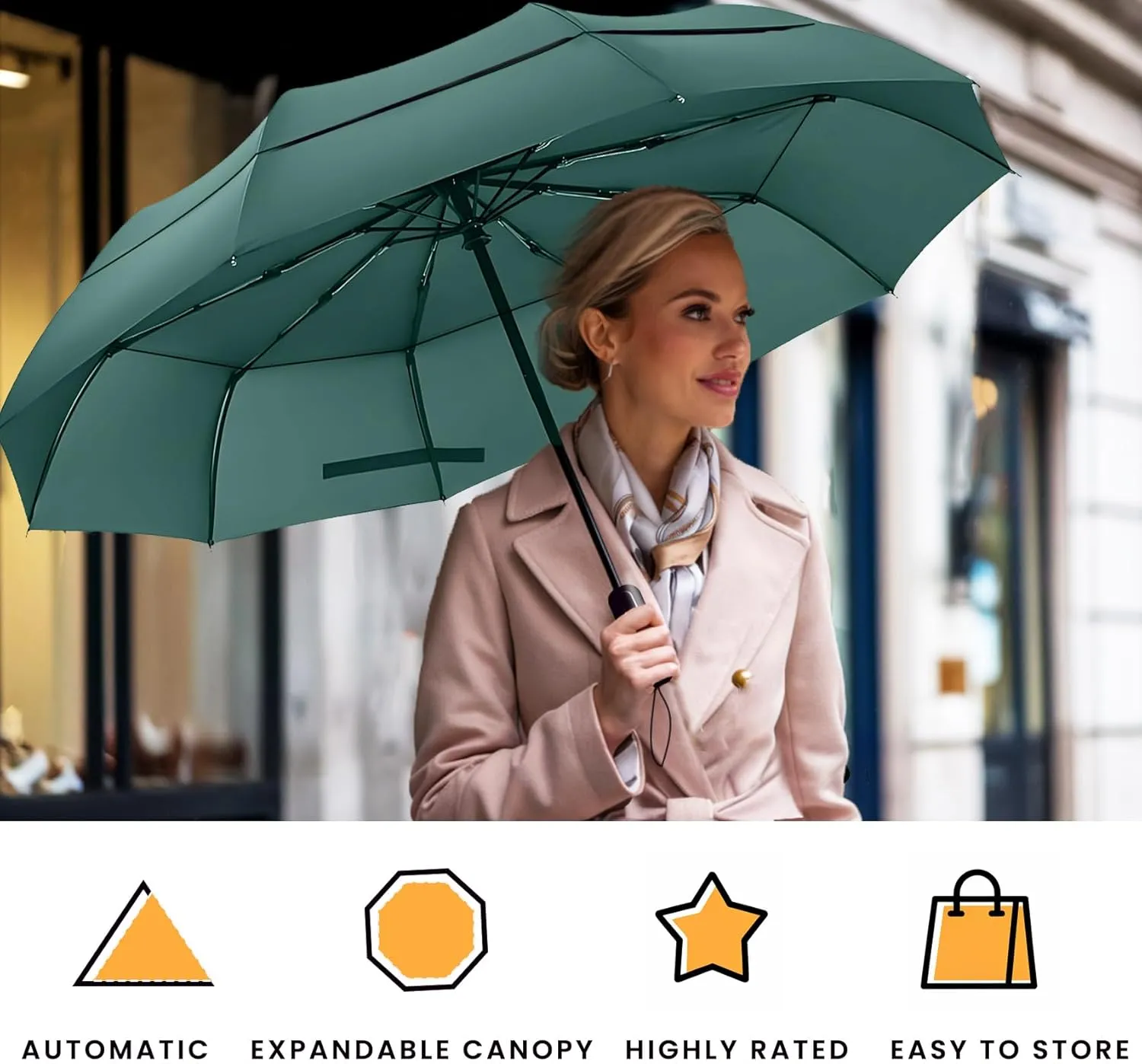 MRTLLOA 49/54/62 Inch Large Folding Golf Umbrella, Oversize Double Canopy Vented 10 Ribs Windproof Compact Travel Umbrellas for Rain