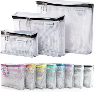 MUMI Travel Toiletry Bag Set of 3 – Water-Resistant Toiletry Bags for Women & Men – Clear Bags for Toiletries, Skincare, Makeup & Travel Essentials – Lightweight, Durable & Portable Organizer - Black