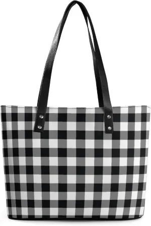 Murray Tartan Large Capacity Portable Leather Handbag