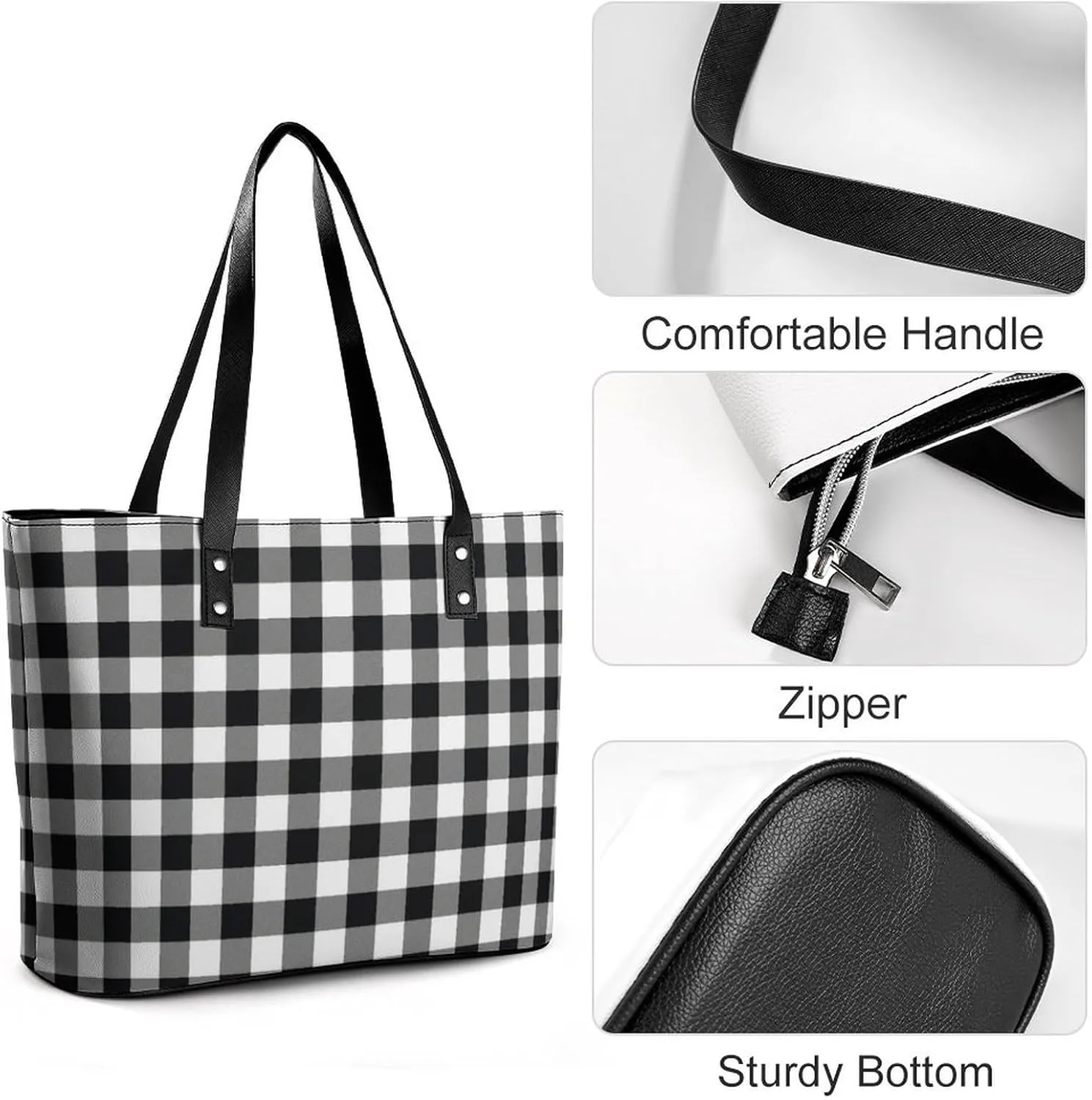 Murray Tartan Large Capacity Portable Leather Handbag