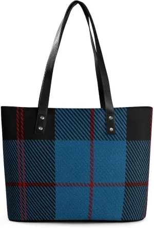 Murray Tartan Large Capacity Portable Leather Handbag