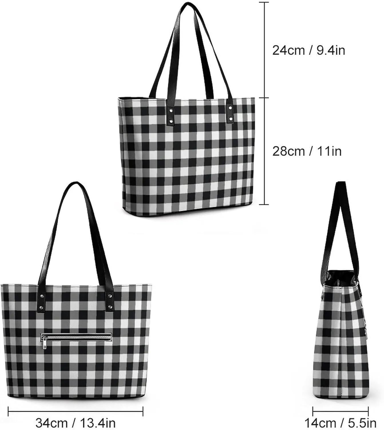 Murray Tartan Large Capacity Portable Leather Handbag