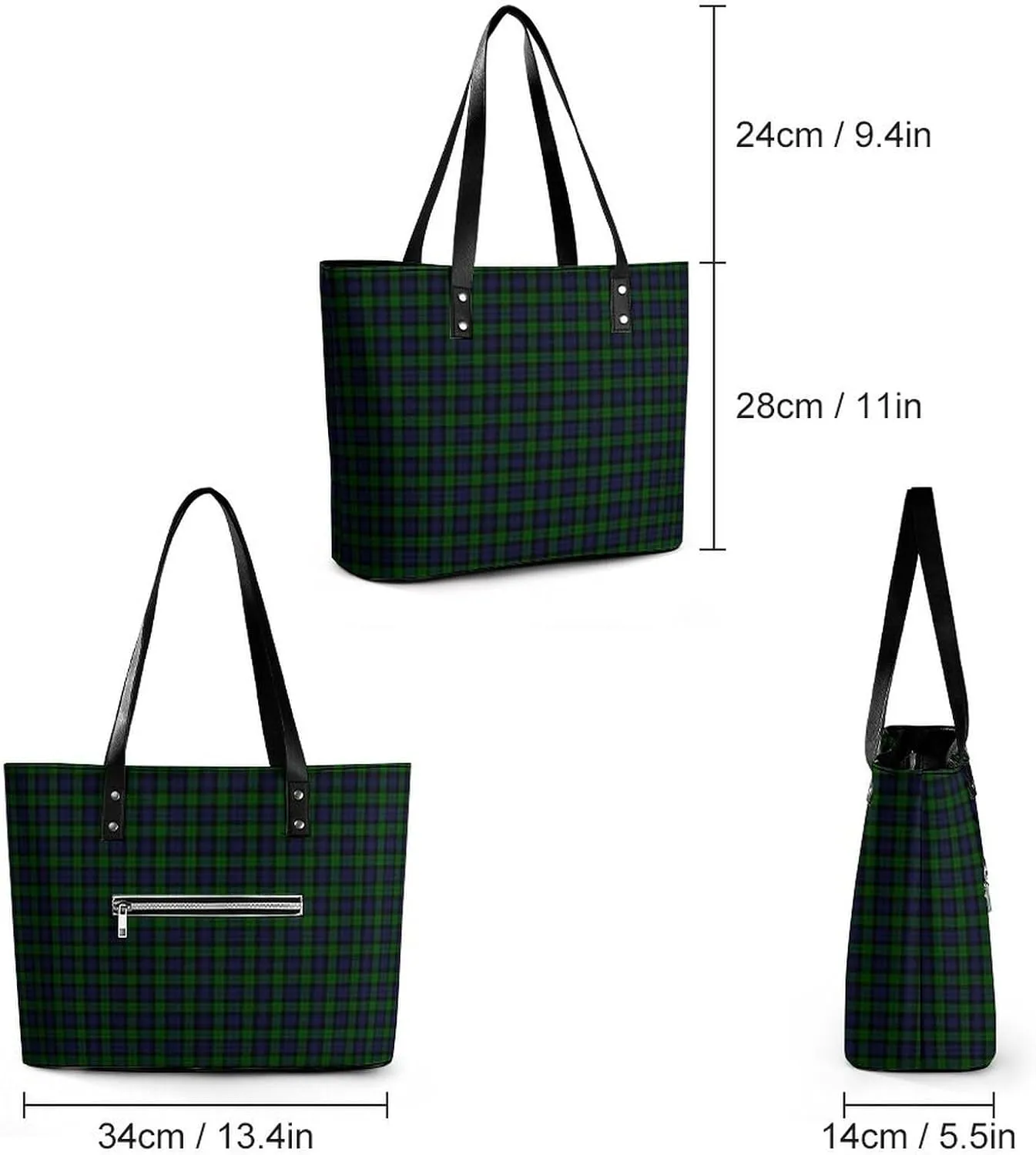 Murray Tartan Large Capacity Portable Leather Handbag