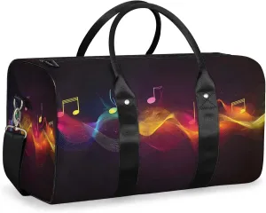 Music Duffle Bag for Travel, Overnight Weekend Gym Carry On Luggage Bag, Musical Note Travel Duffel Bag for Men Women