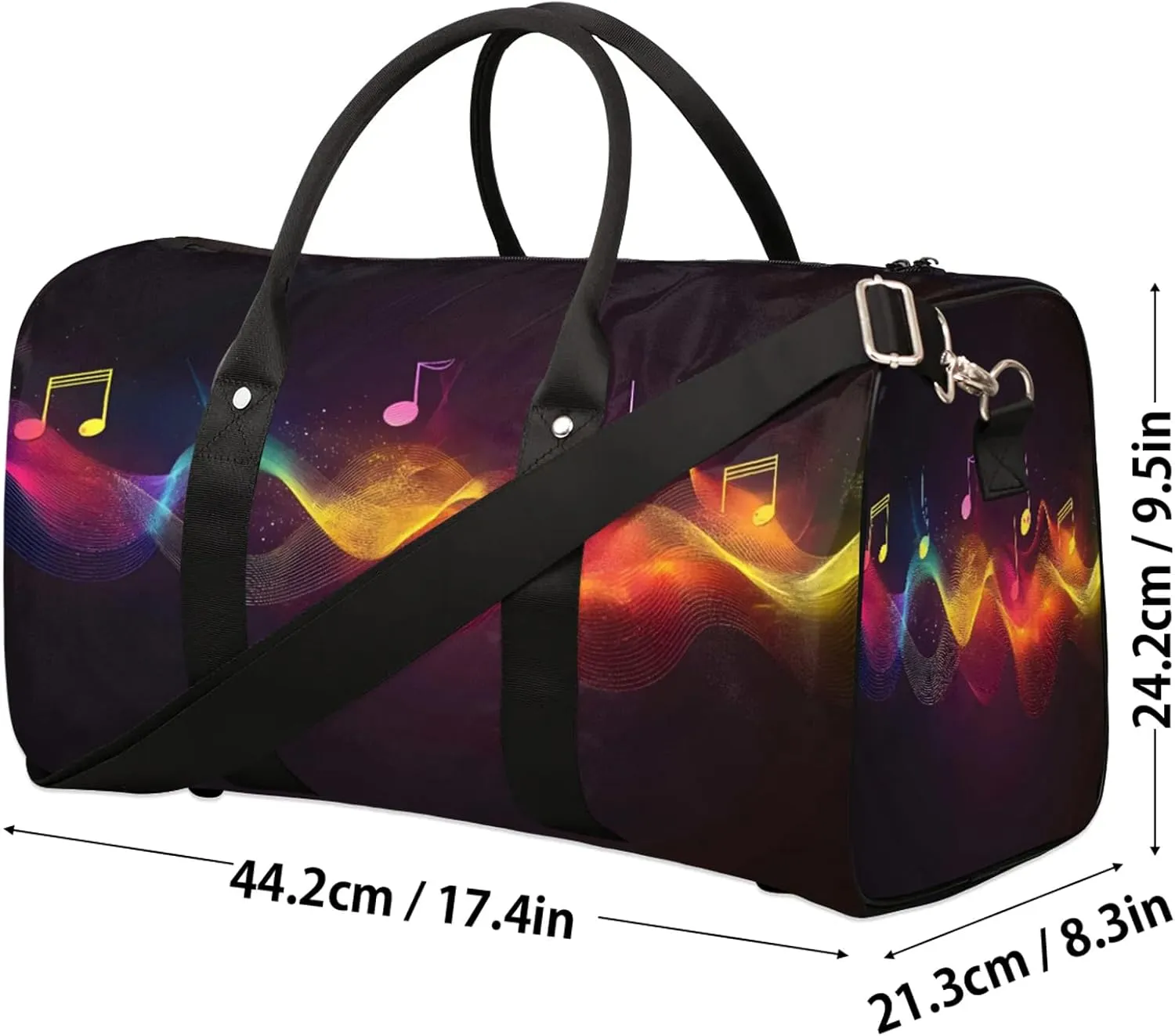 Music Duffle Bag for Travel, Overnight Weekend Gym Carry On Luggage Bag, Musical Note Travel Duffel Bag for Men Women