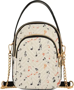 Musical Notes Symphony Shoulder Handbag for Girls Stylish Crossbody Handbags with Detachable Chain Shoulder Strap