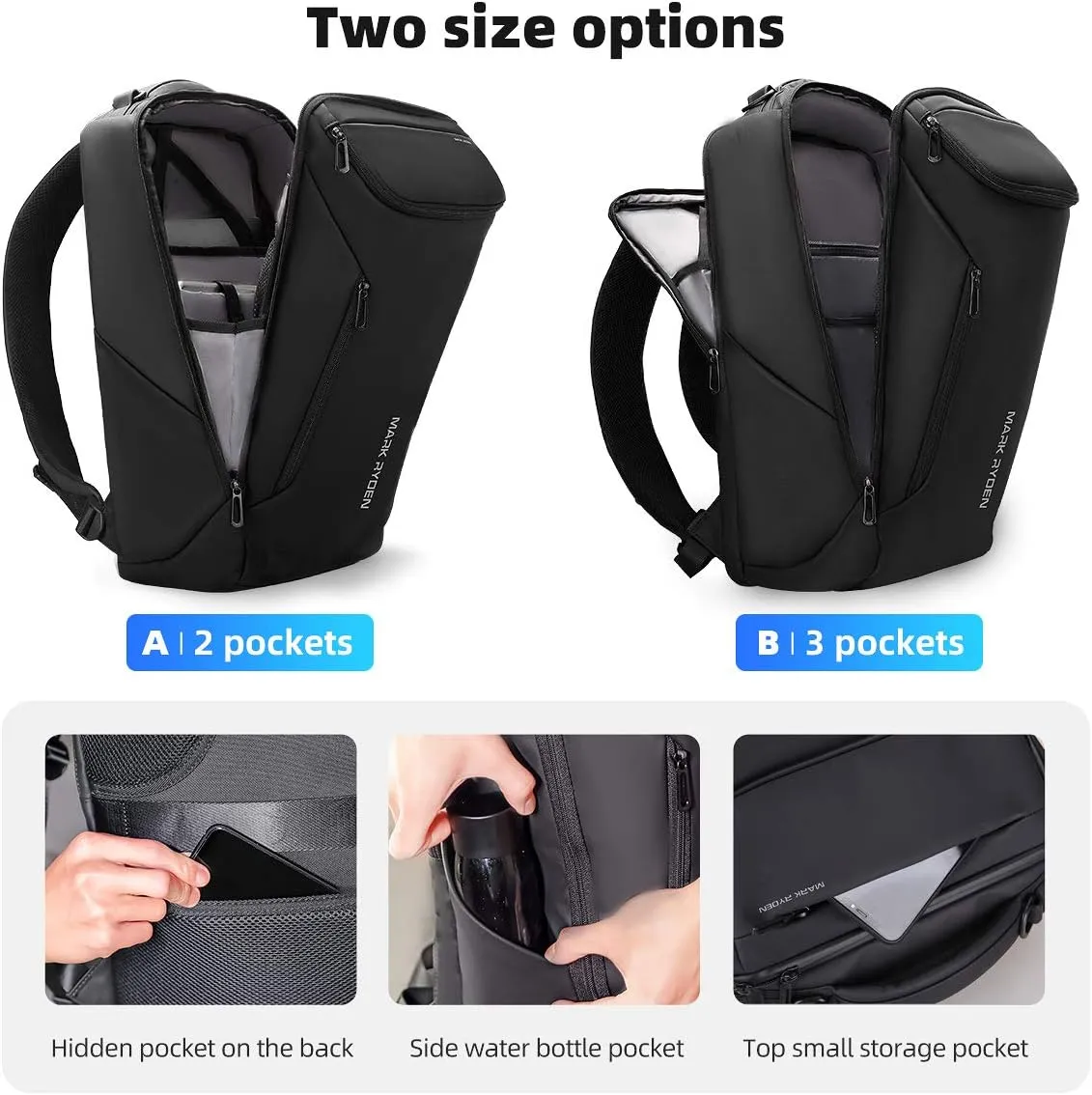 Muzee Business Backpack,Waterproof bag for Travel Flight Fits 17.3Inch Laptop With USB Charging Plug