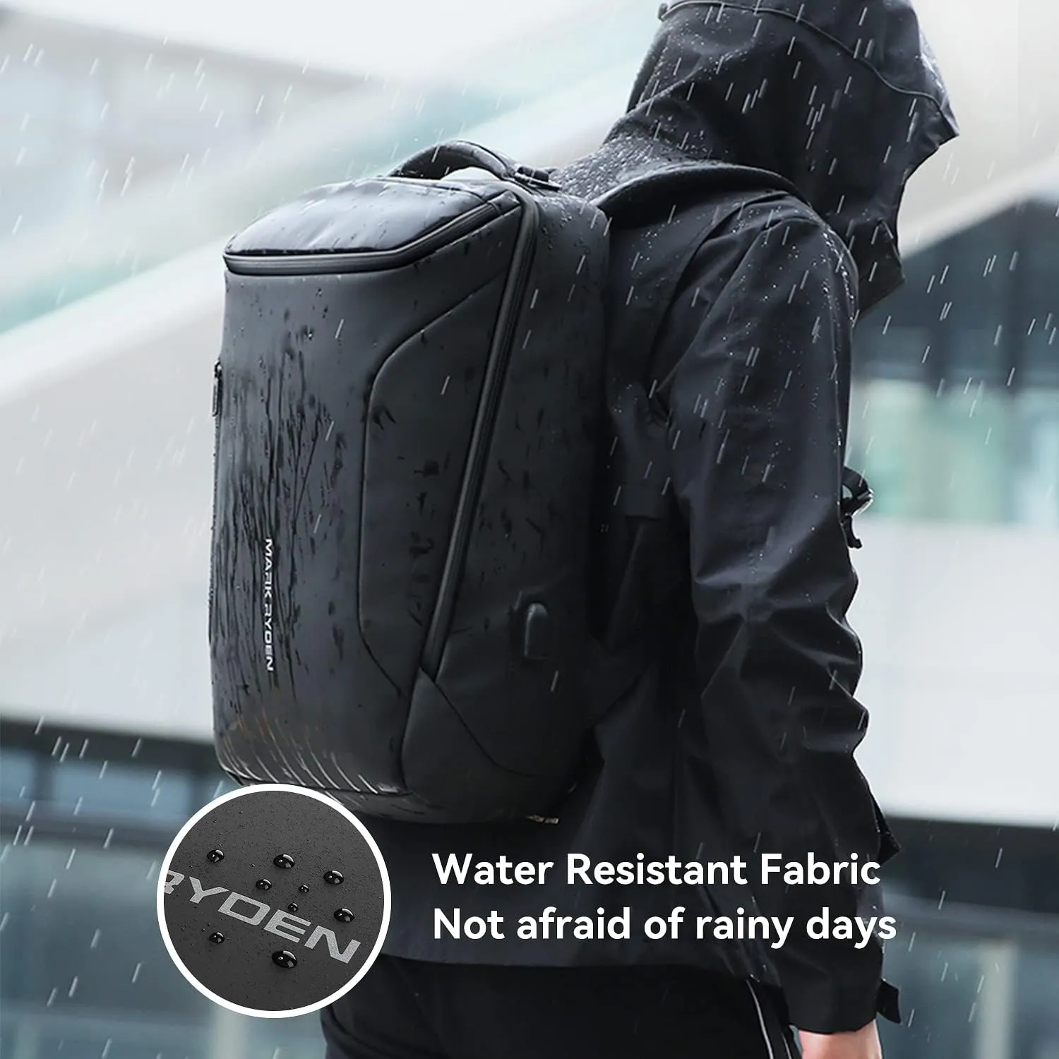 Muzee Business Backpack,Waterproof bag for Travel Flight Fits 17.3Inch Laptop With USB Charging Plug