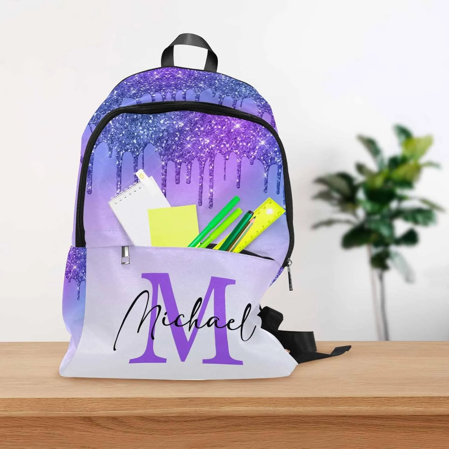 MyPupSocks Customized School Bag Personalized Name Backpack Daypack Unisex, Multi 03, One Size, Daypack Backpacks