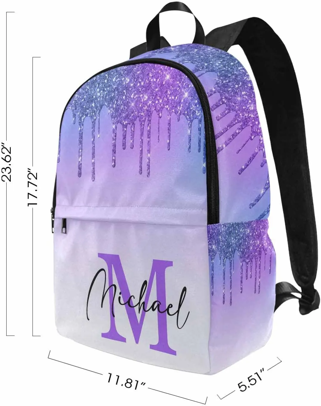 MyPupSocks Customized School Bag Personalized Name Backpack Daypack Unisex, Multi 03, One Size, Daypack Backpacks