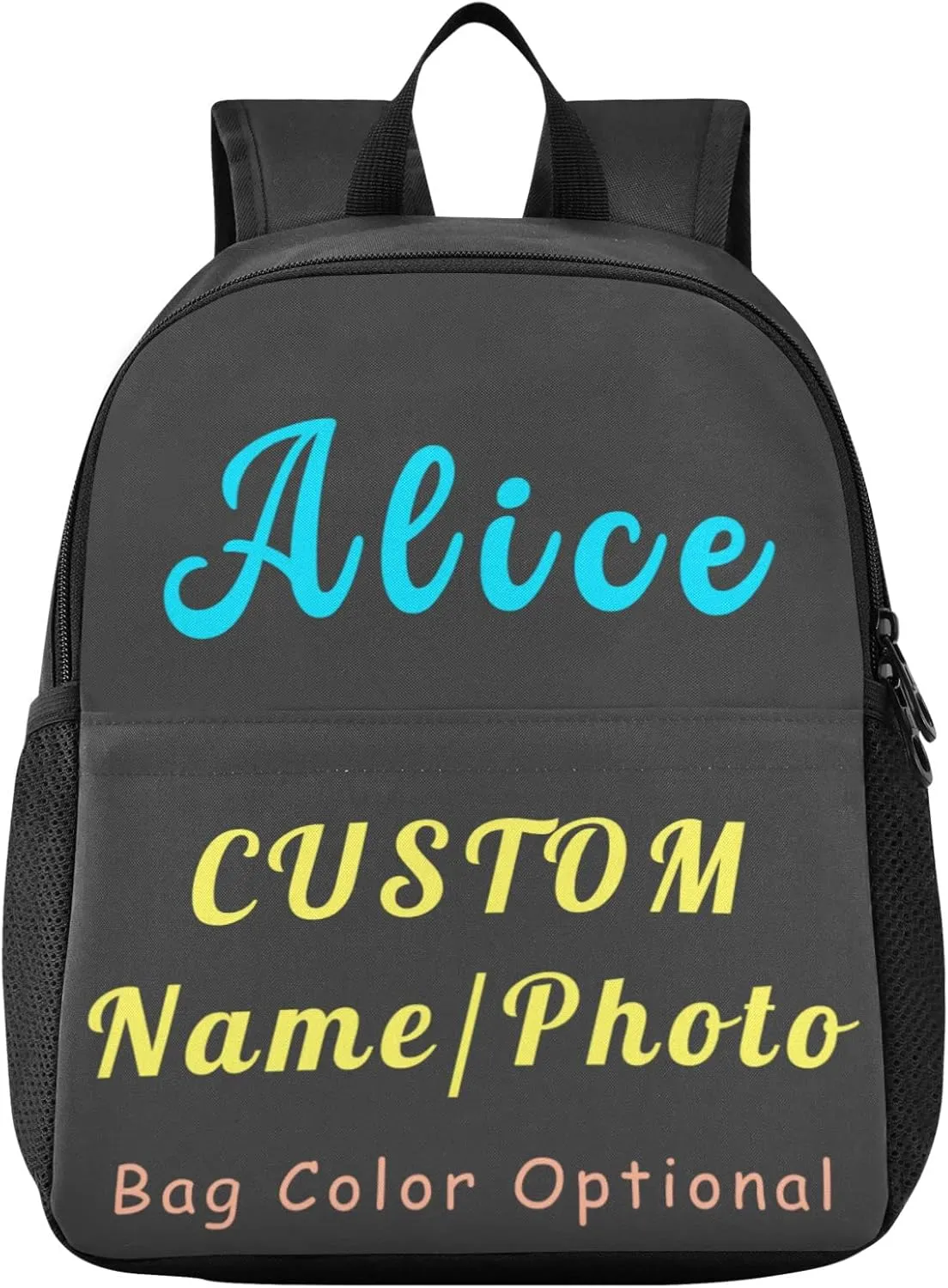 Naanle Custom Kid Backpack with Name Photo Personalized Backpacks Boys Girls Baby Rucksack for Preschool, Solid Color