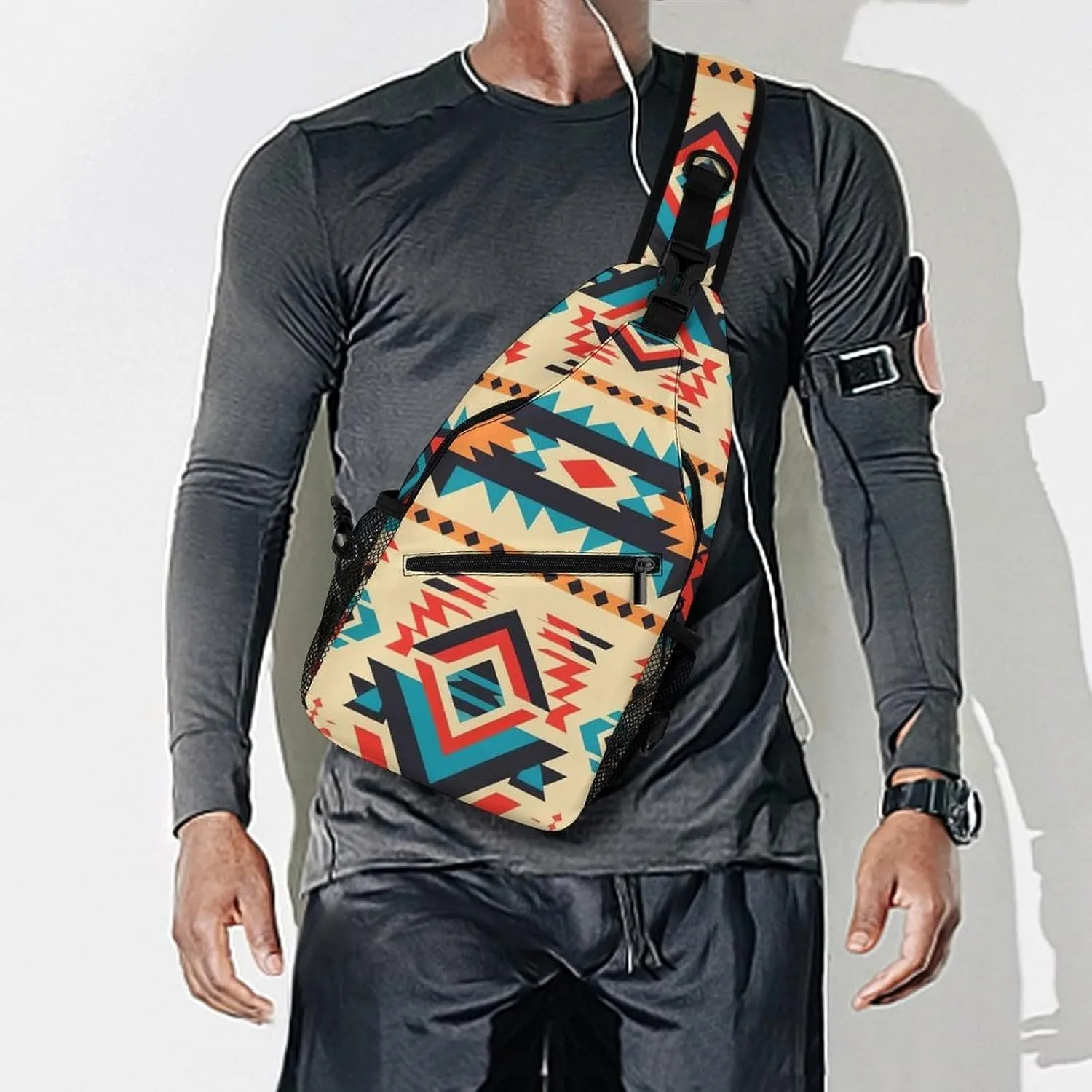 Native American Sling Bag Lightweight Crossbody Chest Pack Travel Shoulder Bag with Adjustable Strap