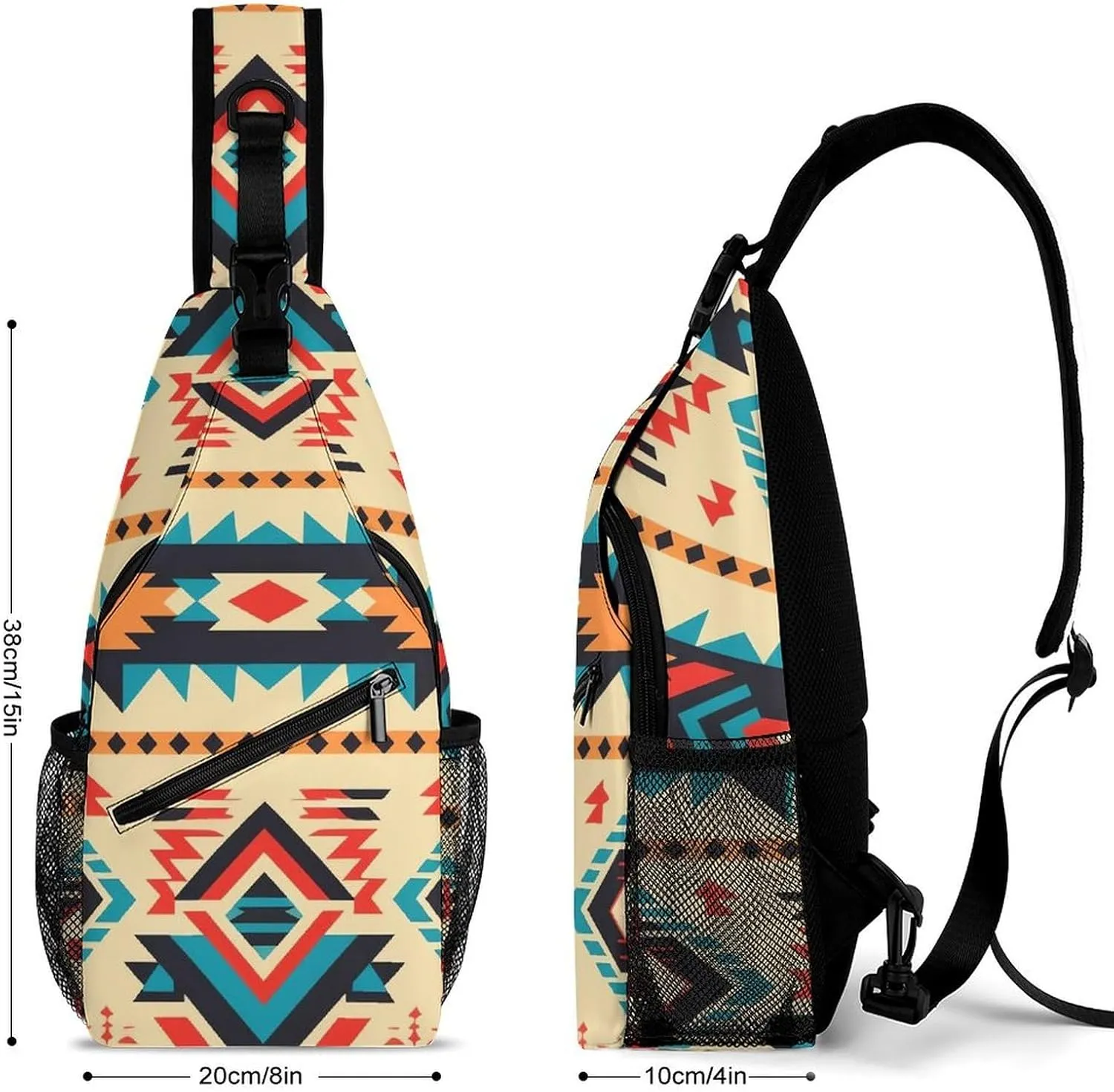 Native American Sling Bag Lightweight Crossbody Chest Pack Travel Shoulder Bag with Adjustable Strap