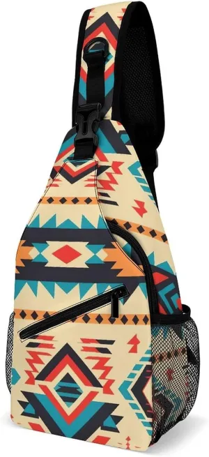 Native American Sling Bag Lightweight Crossbody Chest Pack Travel Shoulder Bag with Adjustable Strap