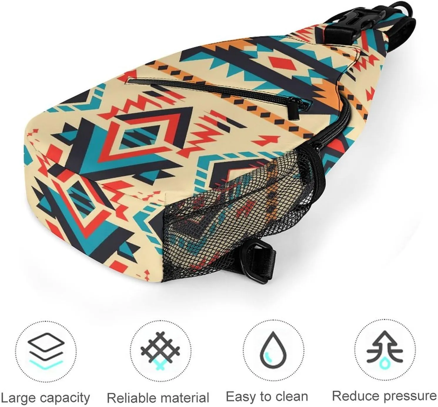 Native American Sling Bag Lightweight Crossbody Chest Pack Travel Shoulder Bag with Adjustable Strap