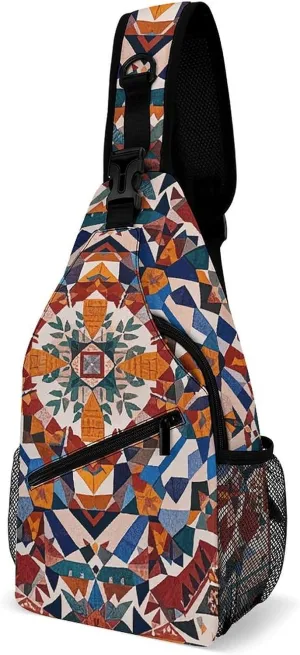 Native American Sling Bag Lightweight Crossbody Chest Pack Travel Shoulder Bag with Adjustable Strap