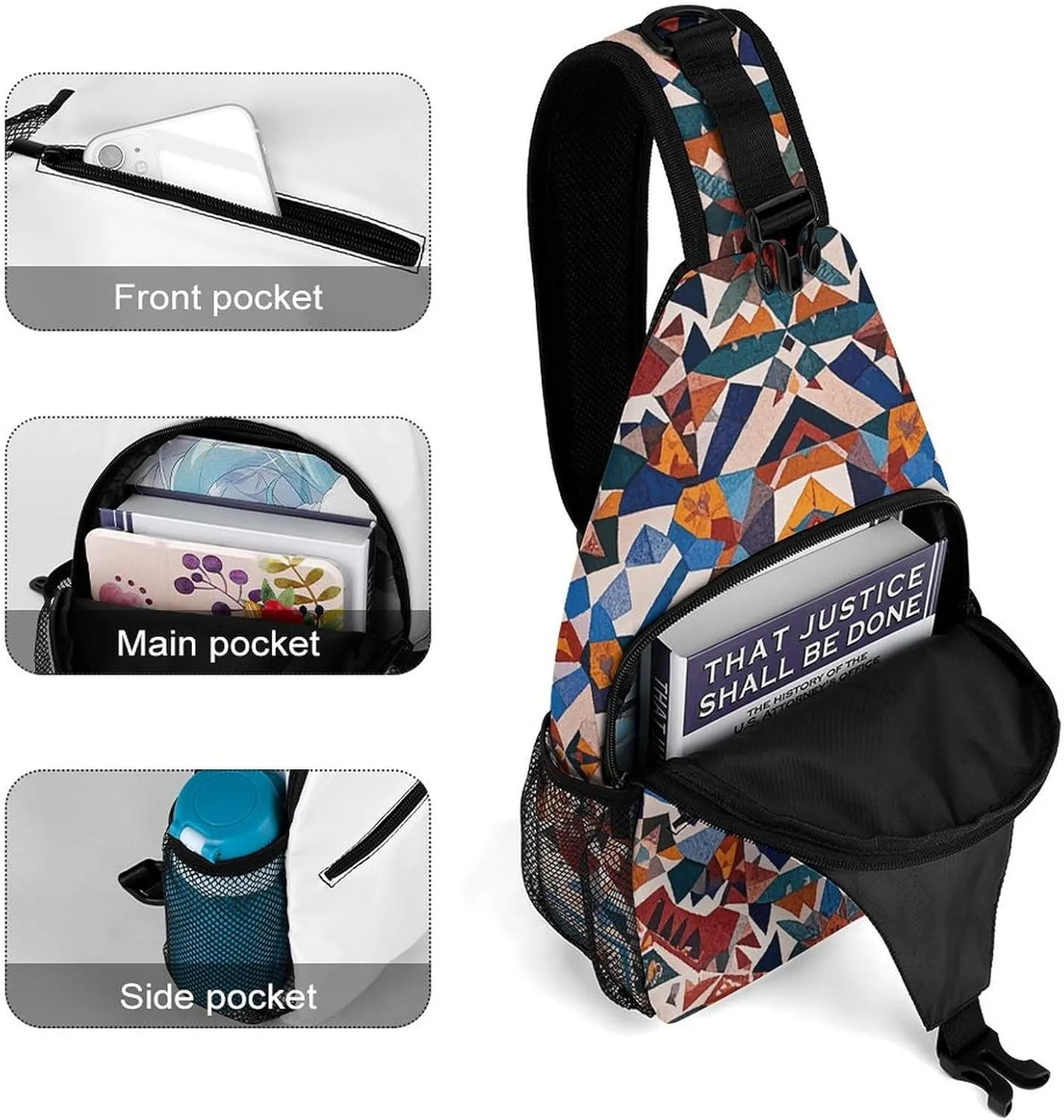 Native American Sling Bag Lightweight Crossbody Chest Pack Travel Shoulder Bag with Adjustable Strap