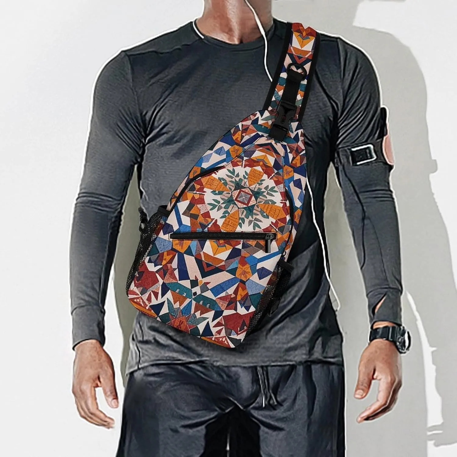 Native American Sling Bag Lightweight Crossbody Chest Pack Travel Shoulder Bag with Adjustable Strap
