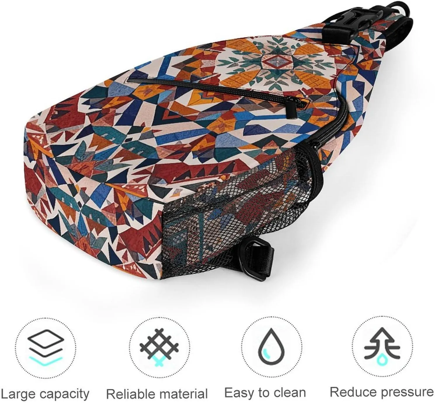 Native American Sling Bag Lightweight Crossbody Chest Pack Travel Shoulder Bag with Adjustable Strap