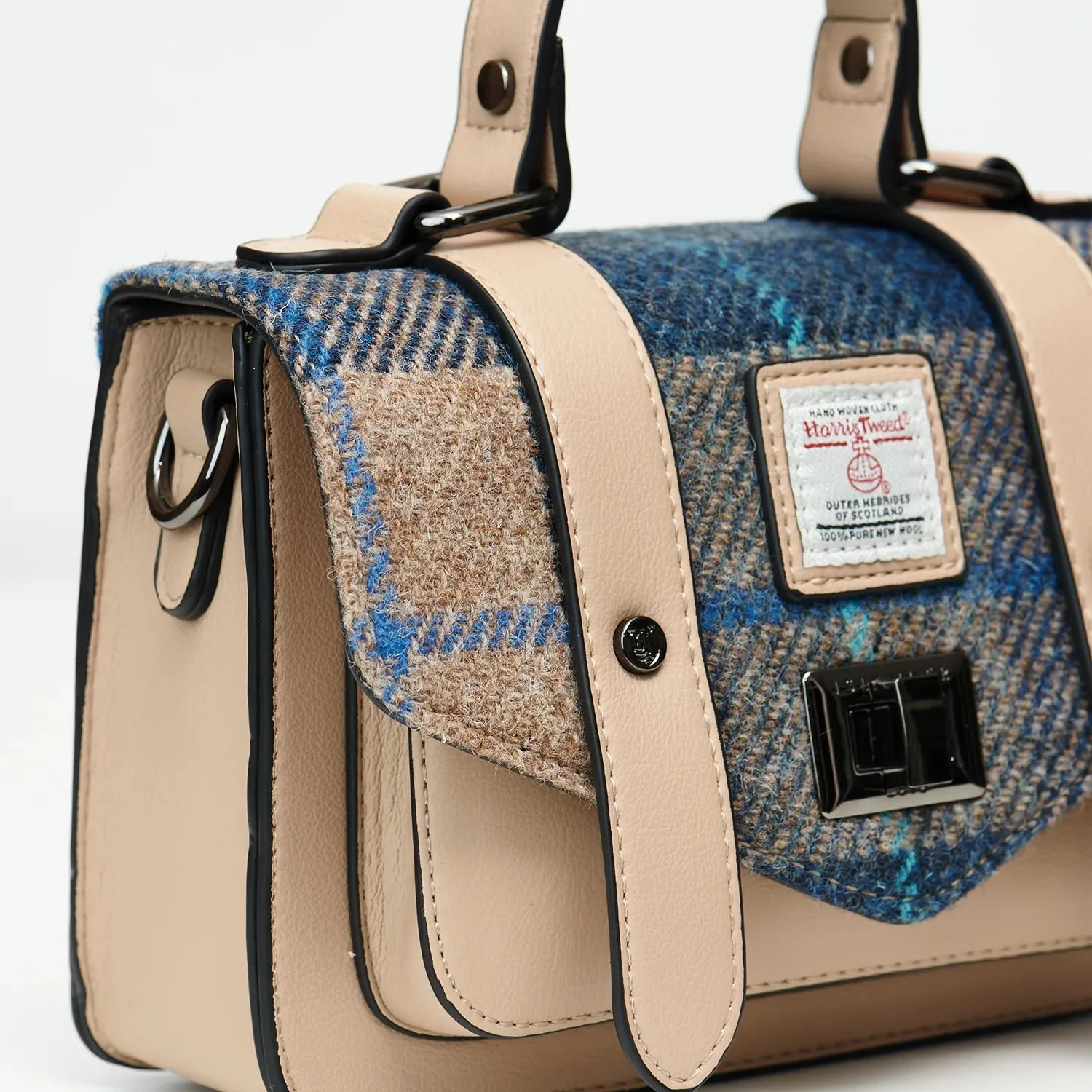 Navy & Beige Tartan Satchels with Harris Tweed®