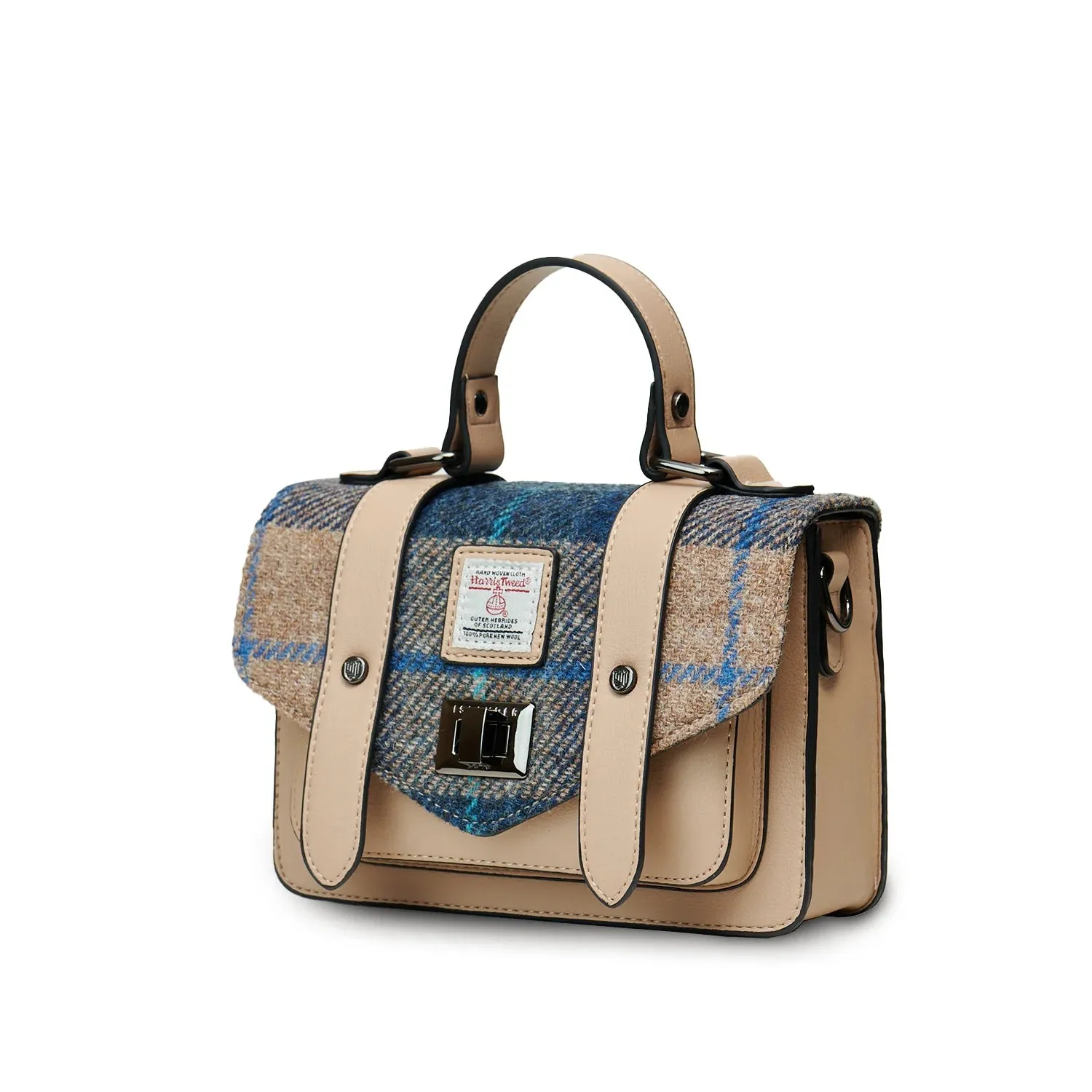 Navy & Beige Tartan Satchels with Harris Tweed®