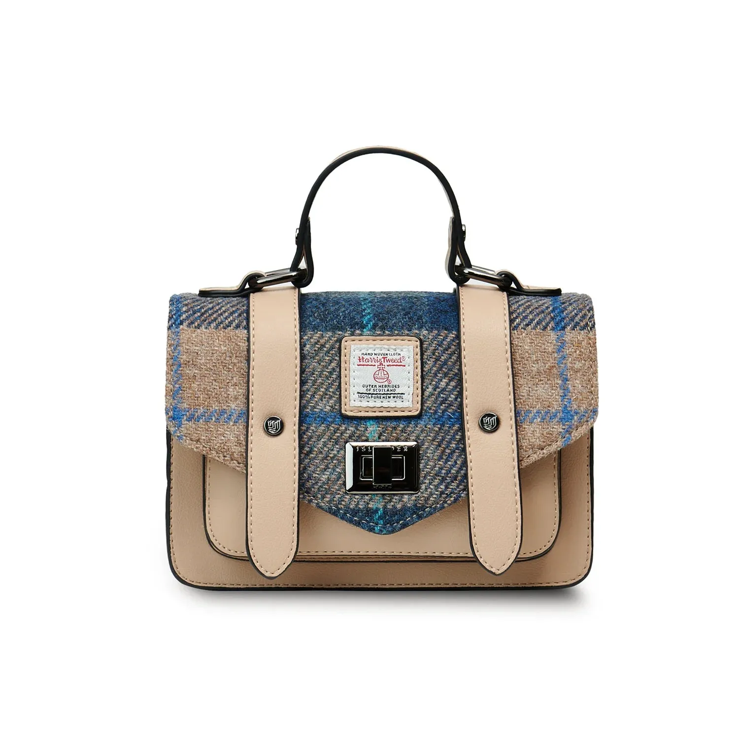 Navy & Beige Tartan Satchels with Harris Tweed®