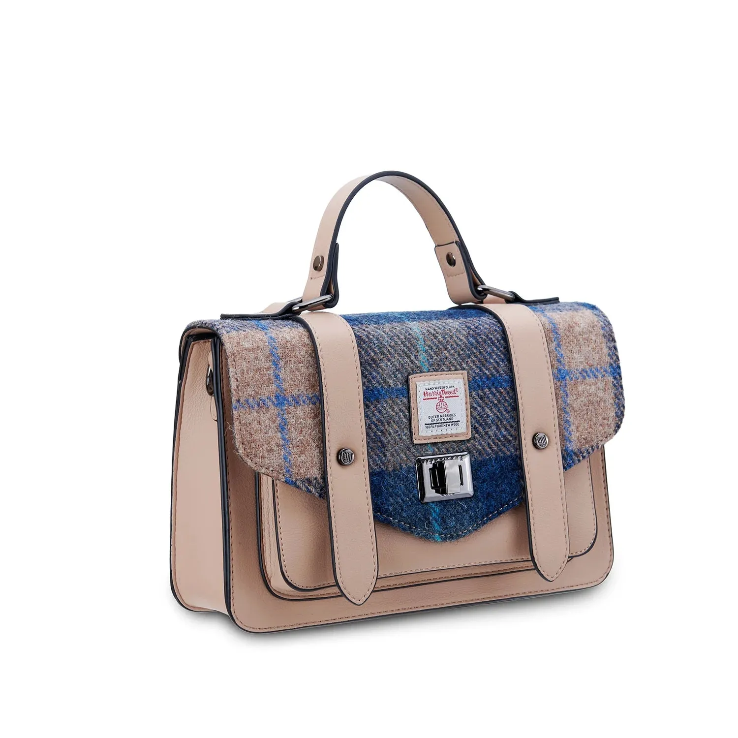 Navy & Beige Tartan Satchels with Harris Tweed®