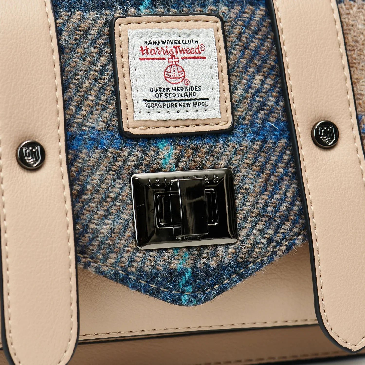 Navy & Beige Tartan Satchels with Harris Tweed®