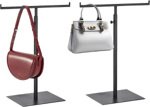 NCONCO Wallet Display Stand, Set of 2 Countertop T-Shaped Handbag Display Stand with Height-Adjustable Non-Slip Base Necklace Organiser