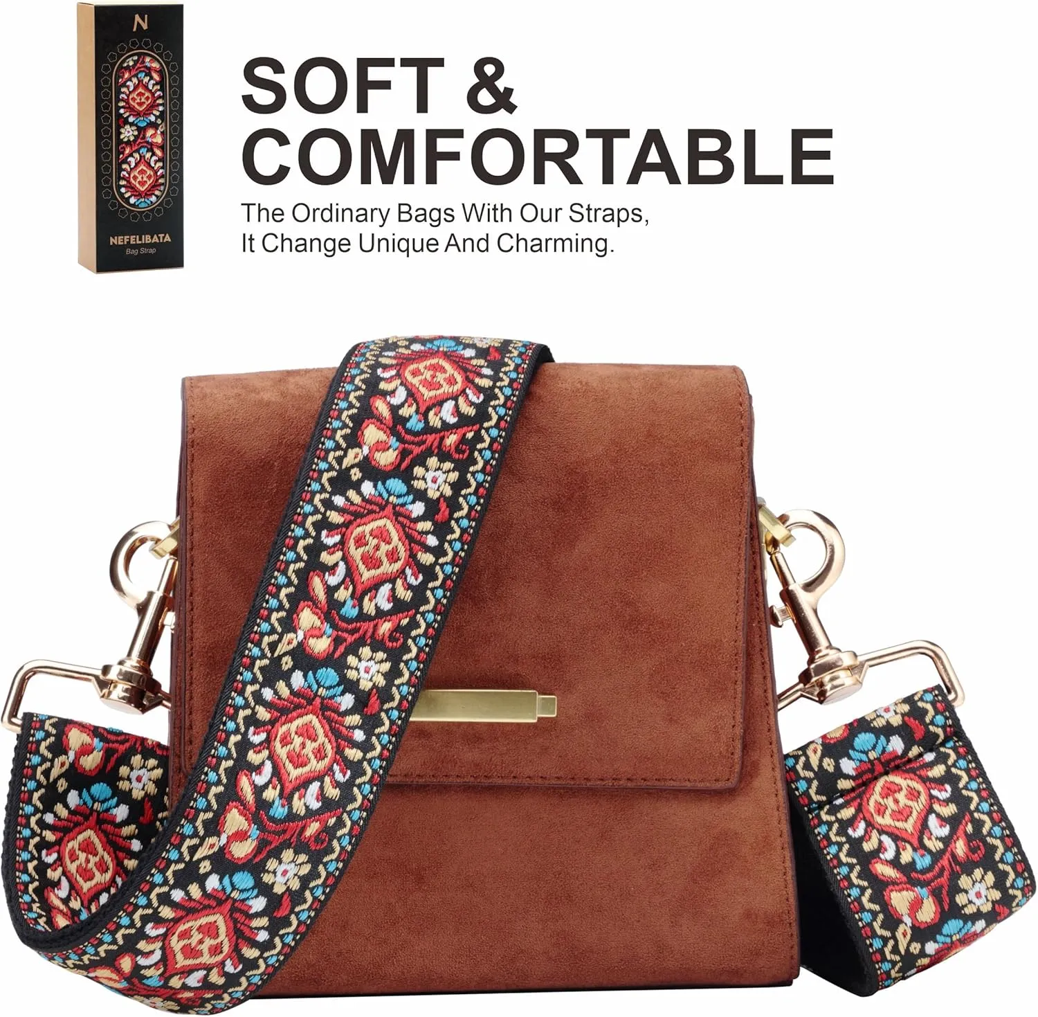 Nefelibata Purse Strap,2" Wide Purse Strap Adjustable Replacement,Multi-pattern Crossbody Handbag Strap
