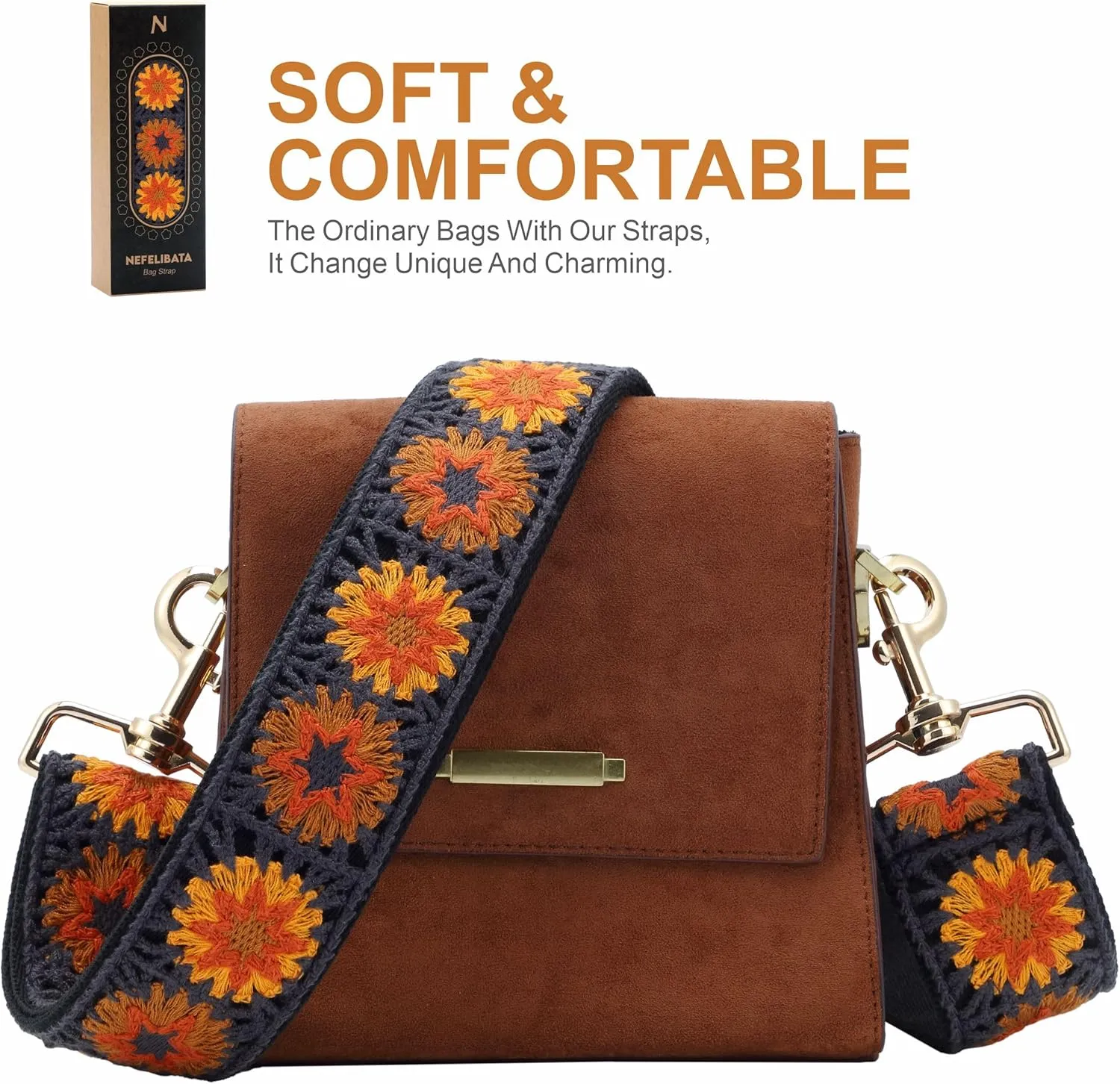 Nefelibata Purse Strap,2" Wide Purse Strap Adjustable Replacement,Multi-pattern Crossbody Handbag Strap