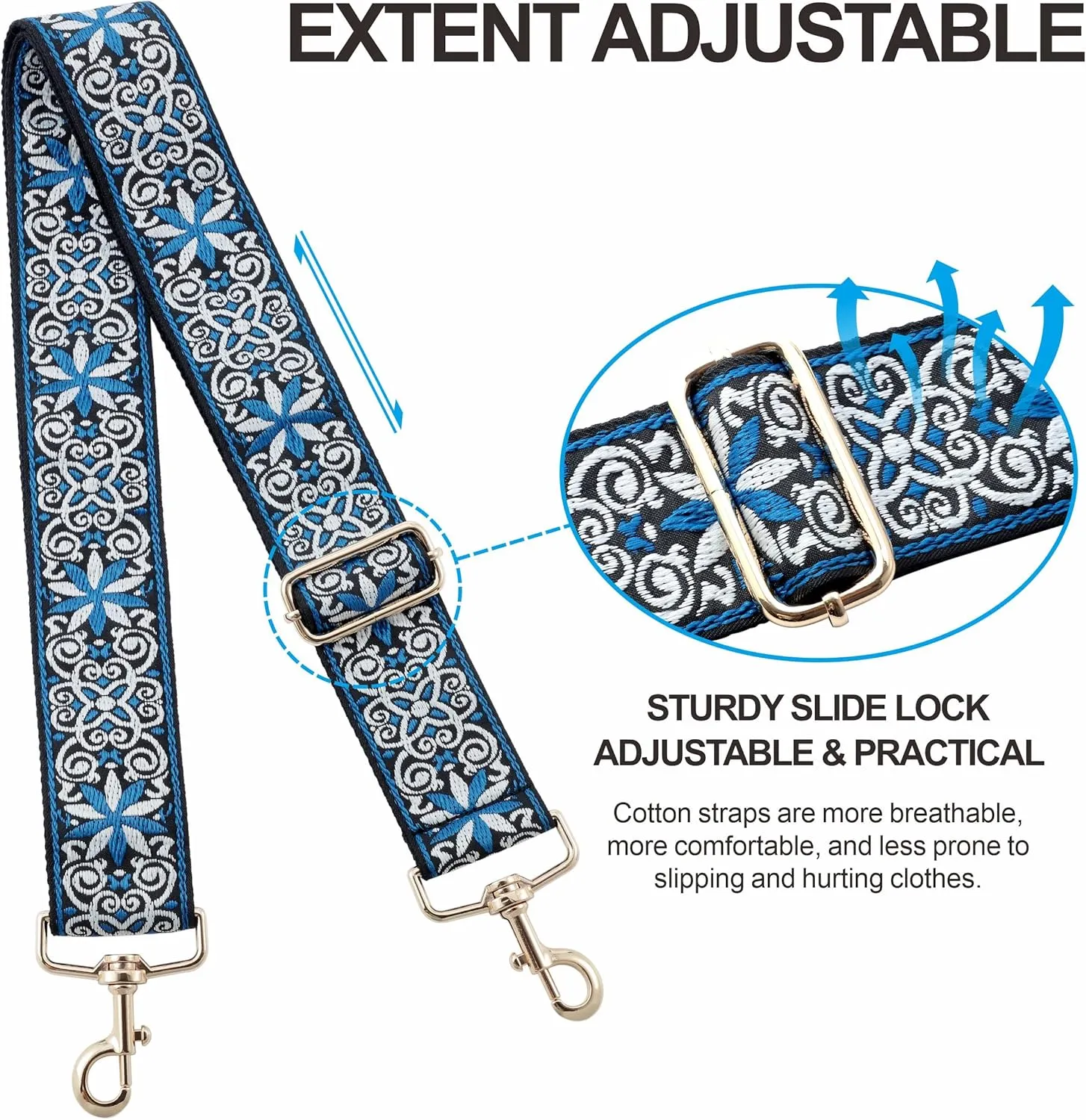 Nefelibata Purse Strap,2" Wide Purse Strap Adjustable Replacement,Multi-pattern Crossbody Handbag Strap