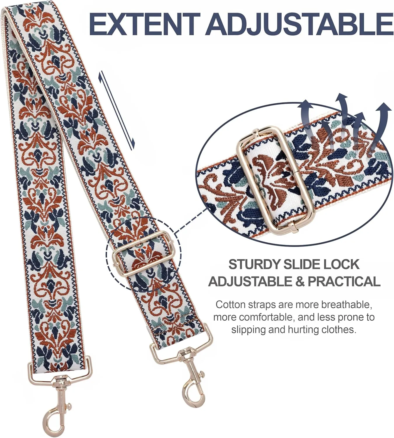 Nefelibata Purse Strap,2" Wide Purse Strap Adjustable Replacement,Multi-pattern Crossbody Handbag Strap