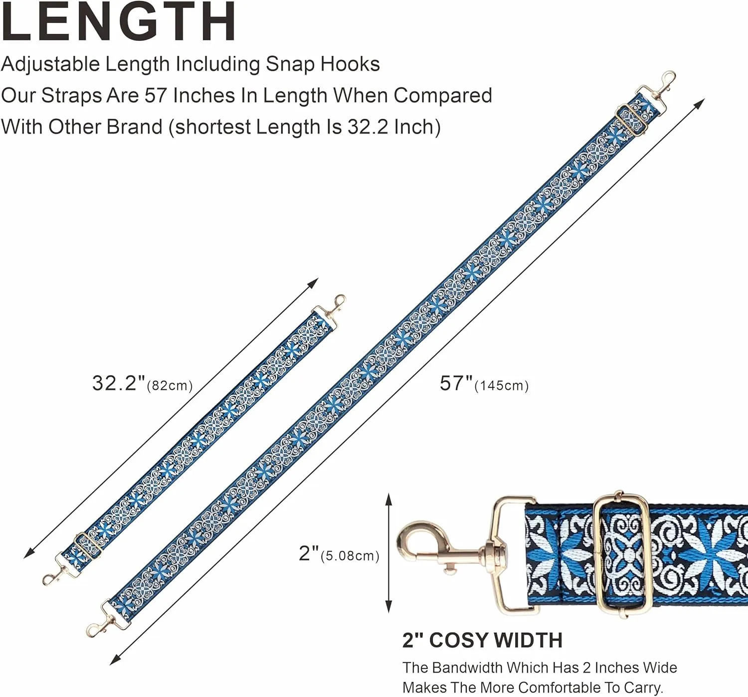 Nefelibata Purse Strap,2" Wide Purse Strap Adjustable Replacement,Multi-pattern Crossbody Handbag Strap