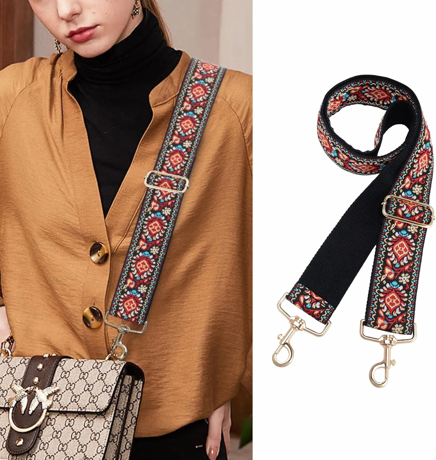 Nefelibata Purse Strap,2" Wide Purse Strap Adjustable Replacement,Multi-pattern Crossbody Handbag Strap