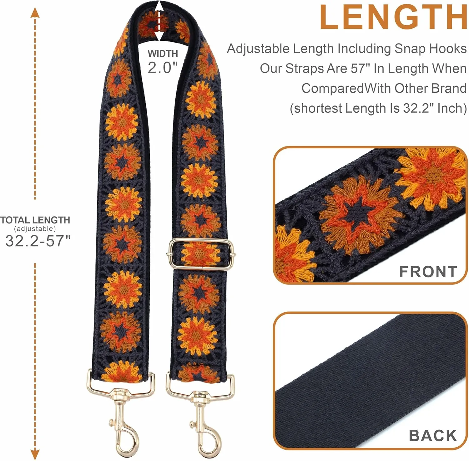 Nefelibata Purse Strap,2" Wide Purse Strap Adjustable Replacement,Multi-pattern Crossbody Handbag Strap