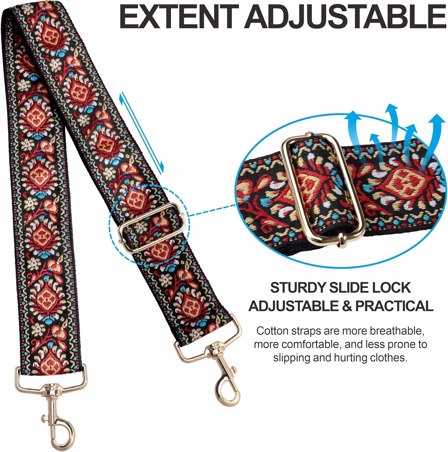 Nefelibata Purse Strap,2" Wide Purse Strap Adjustable Replacement,Multi-pattern Crossbody Handbag Strap