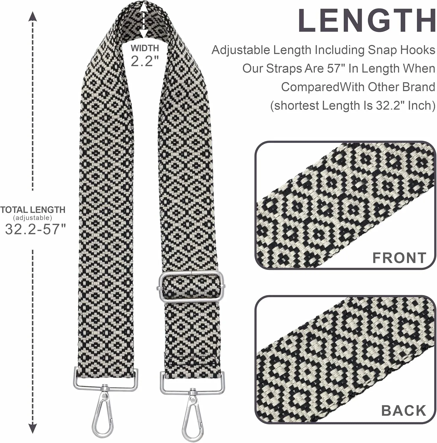 Nefelibata Purse Strap,2" Wide Purse Strap Adjustable Replacement,Multi-pattern Crossbody Handbag Strap