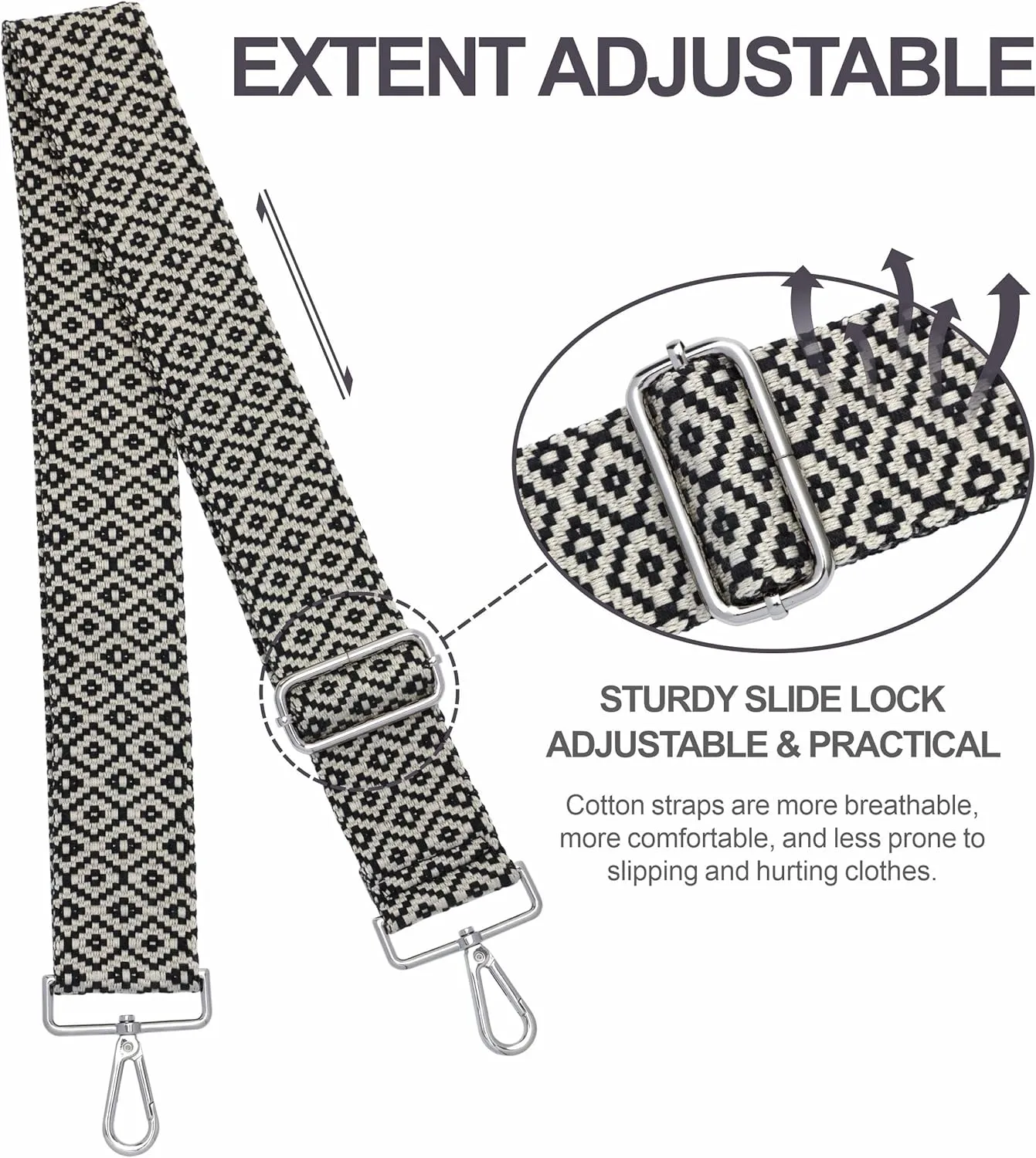 Nefelibata Purse Strap,2" Wide Purse Strap Adjustable Replacement,Multi-pattern Crossbody Handbag Strap