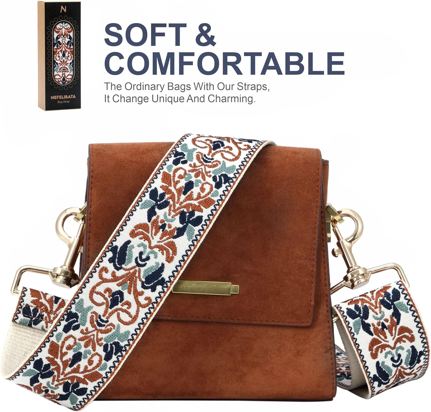 Nefelibata Purse Strap,2" Wide Purse Strap Adjustable Replacement,Multi-pattern Crossbody Handbag Strap