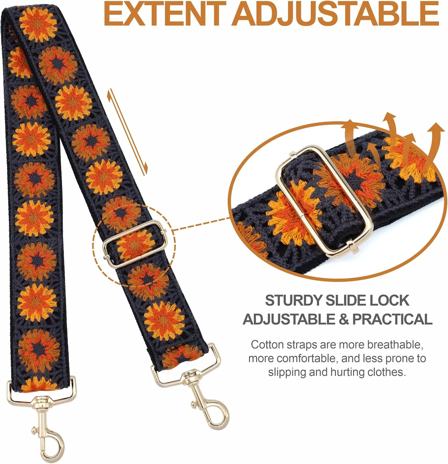 Nefelibata Purse Strap,2" Wide Purse Strap Adjustable Replacement,Multi-pattern Crossbody Handbag Strap