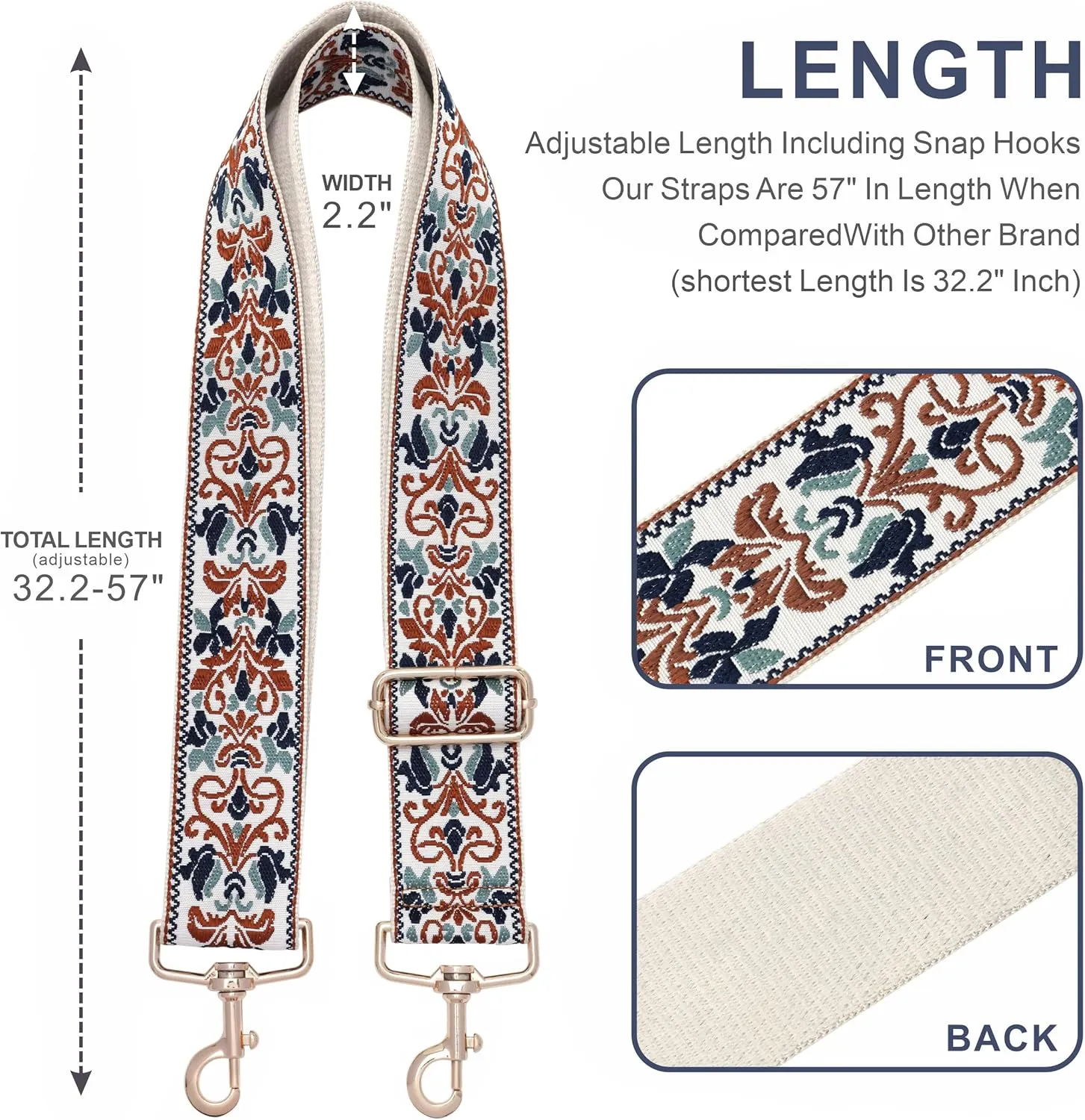 Nefelibata Purse Strap,2" Wide Purse Strap Adjustable Replacement,Multi-pattern Crossbody Handbag Strap
