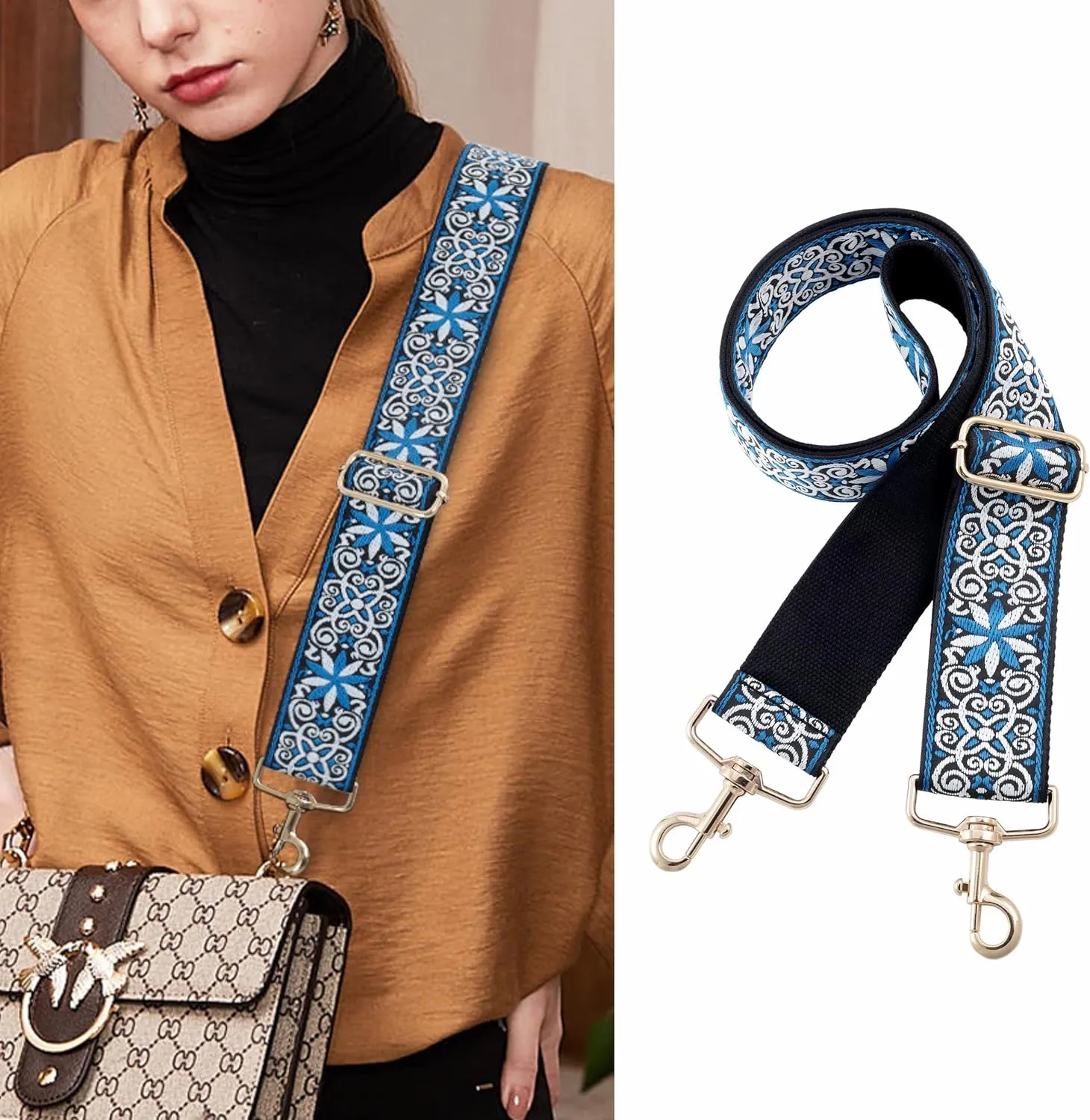 Nefelibata Purse Strap,2" Wide Purse Strap Adjustable Replacement,Multi-pattern Crossbody Handbag Strap