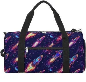 Neon Rocket Launch Sports Gym Bag Lightweight Travel Duffle Bag Carry on Weekender Bags for Women Men
