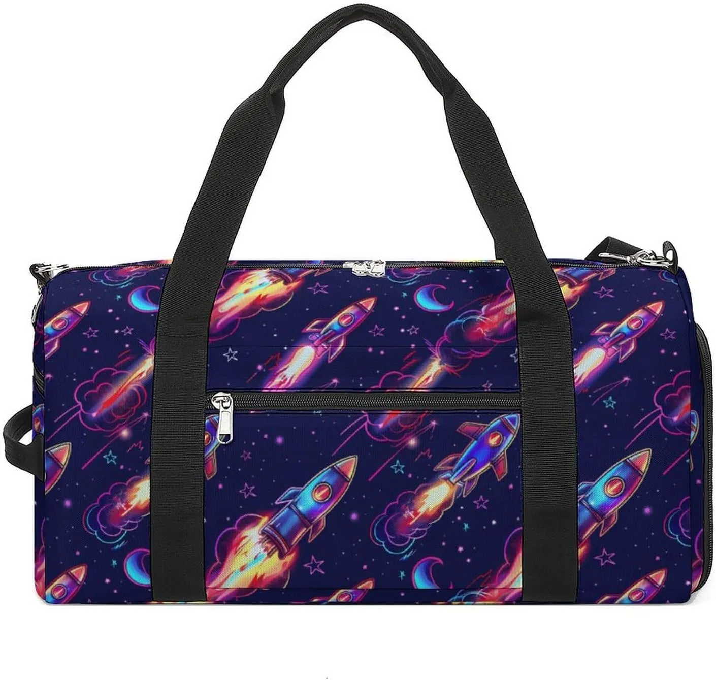 Neon Rocket Launch Sports Gym Bag Lightweight Travel Duffle Bag Carry on Weekender Bags for Women Men