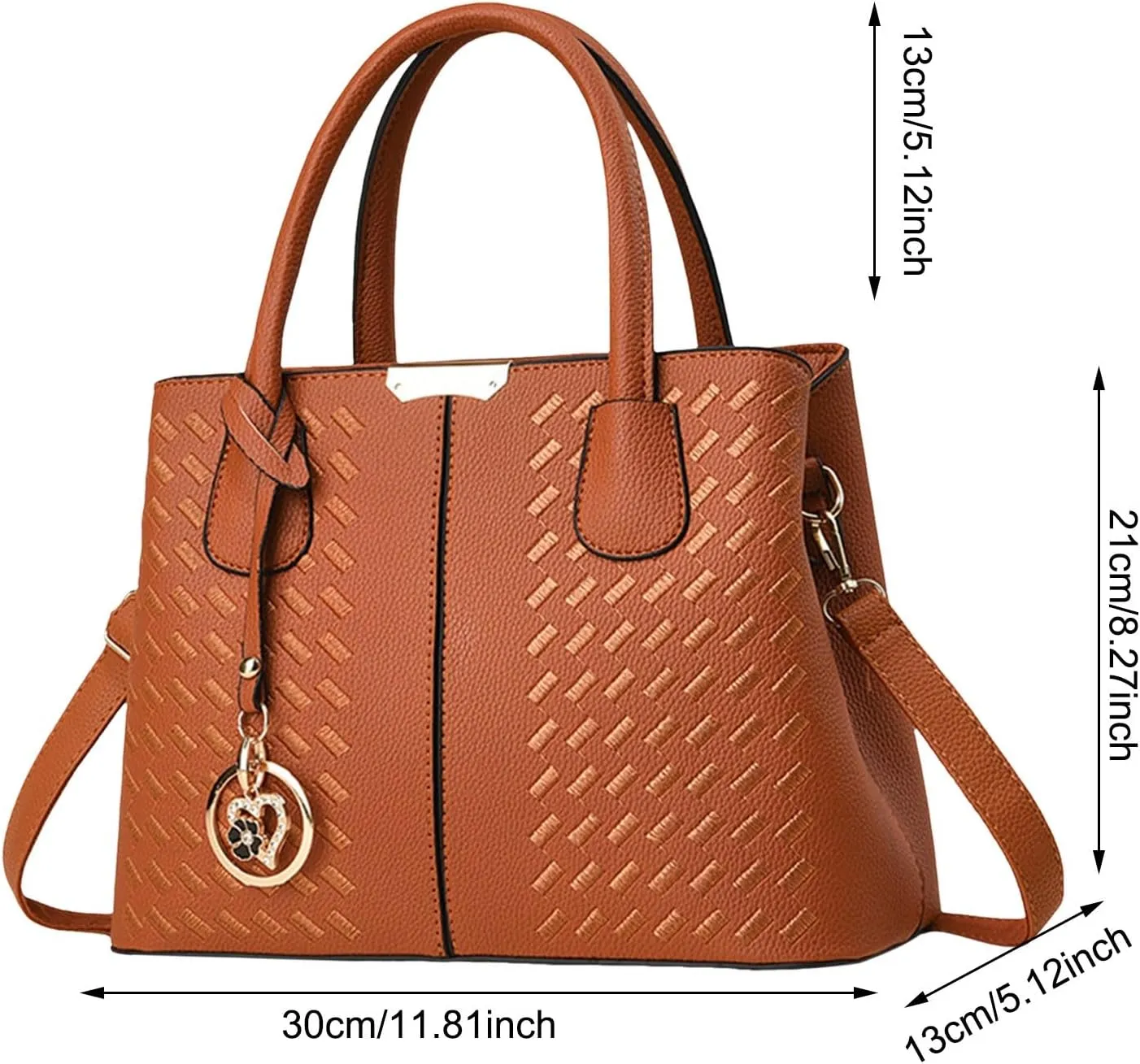 New Fashionable Casual Handbag Soft Leather Embroidery Bag Women Computer Bags for (Khaki, One Size)