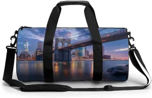 New York City Brooklyn Bridge Manhattan Gym Bag Lightweight Duffel Bag Workout Bag Overnight Backpack Travel Bags for Men Women