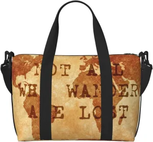 Not All Those Who Wander Are Lost Travel Bag for Women Men Weekender Bags Carry on Overnight Bag Tote Bag Yoga Gym Bag for Gym, Work, Travel, Weekend, Personal Items