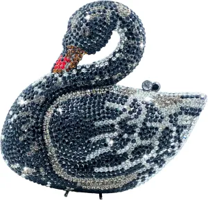 Novelty Swan Crystal Clutch Women Evening Bag and Clutches Party Prom Wedding Handbags Rhinestone Clutch Purses,Mini