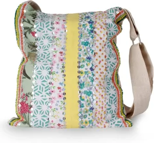 NOVICA Artisan Handmade Embellished Cotton Shoulder Bag Floral from India Handbags Multicolor Ivory Tote Patterned ' Garden Path'